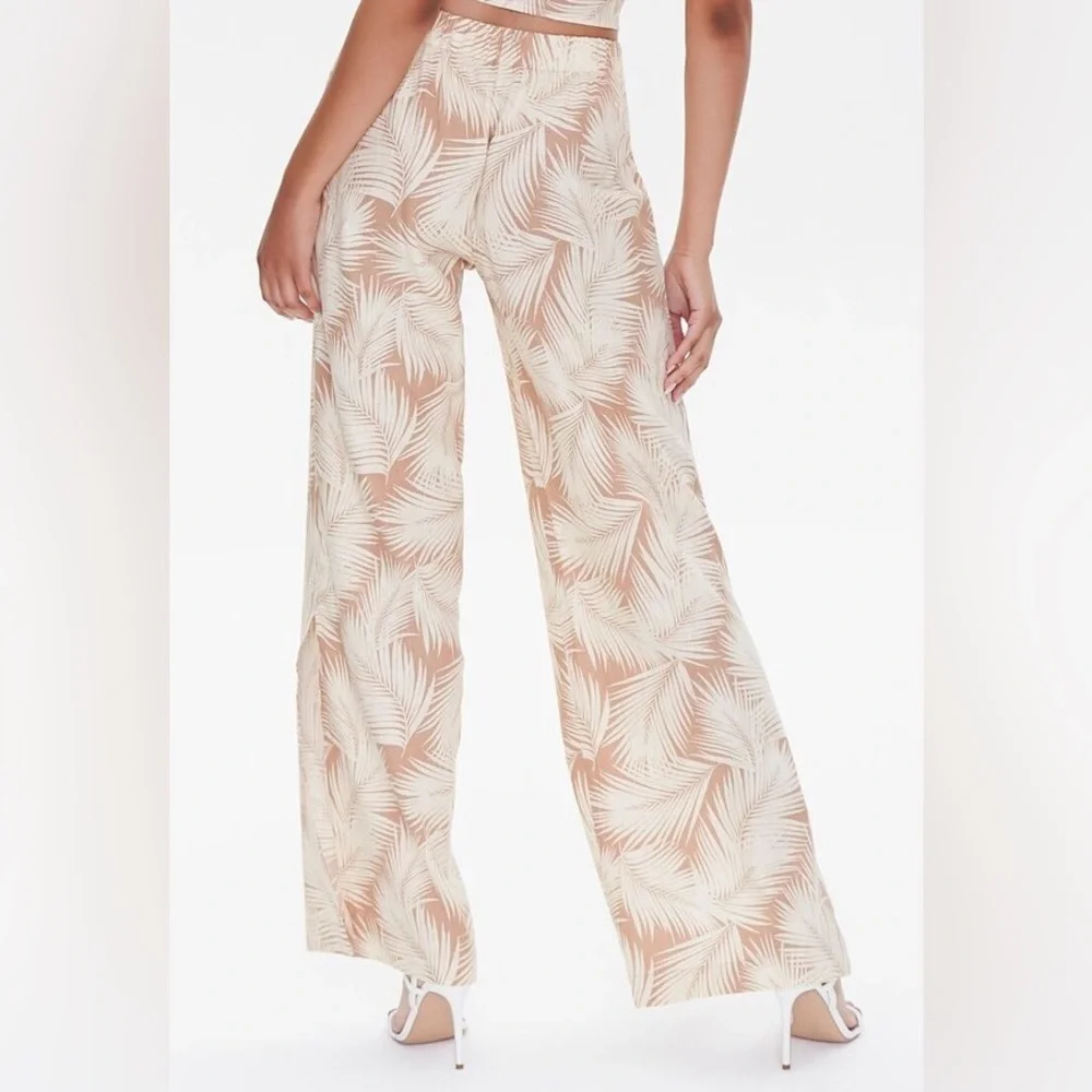 Forever21 Linen Blend Leaf Print Pants - Picture 4 of 5